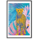  Plakat - Exotic Leopard - colorful portrait of a cheetah against tropical leaves 40x60 Crni okvir s margom | shoptok.hr