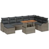 vidaXL set od 9 dijelova vrtnih sofa s jastučićima, siva poli ratan, acacia, 2-sjedna vrtna sofa s jastučićima, siva poli ratan Cijene