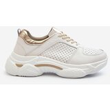 EVENTO Women's Leather Sneakers with Chunky White-Gold Sole Dzumati | Shoptok.si