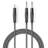 Nedis COTH23200GY50 Stereo Audio Cable 2x6.35mm muski na 3.5mm muski, 5m, Dark Grey | Eponuda.com