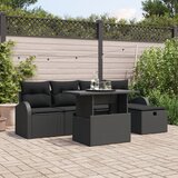 vidaXL 6-dijelni vrtni sofa set s jastučićima crni poli ratan Cijene