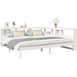  Knjižna postelja brez vzmetnice bela 200x200 cm trdna borovina | Shoptok.si