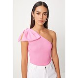 Happiness İstanbul Women's Pink Bow One Shoulder Knitwear Blouse | shoptok.hr
