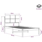  Krevetni okvir s tapiciranim uzglavljem - Bijelo prana i svijetlosiva 75 x 190 cm | shoptok.hr
