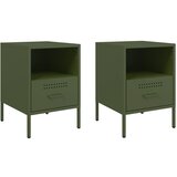 Maison Chic Dvo delni komplet Nočne omarice - Nočne mize olivno zelena 36x39x50,5 cm jeklo, (21688526) Cene
