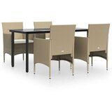  5-dijelni vrtni blagovaonski set s jastucima bež i crni | shoptok.hr