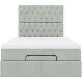 vidaXL Otomanski posteljni okvir z vzmetnicami siv 120x190cm žamet | Shoptok.si
