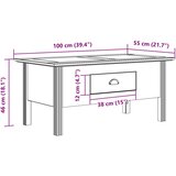  Stolić za kavu BODO sivi 100 x 55 x 46 cm od masivne borovine | Eponuda.com