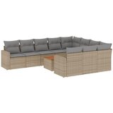 Maison Chic Seti vrtnega pohištva - Vrtna garnitura - Vrtni pohištvo set 11-delna z blazinami bež poli ratan, (21816804) | Shoptok.si