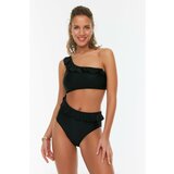 Trendyol Black Ruffle Detailed One Shoulder Swimsuit Cene