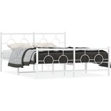 Maison Chic Kovinski Posteljni okvir - Dvoposteljna postelja - Zakonska postelja z vzglavjem in vznožjem bel 160x200 cm, (21696410) Cene