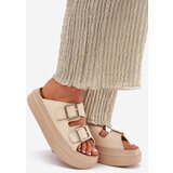 Boto Women's Platform Sandals with Golden Buckles Beige Zorila | Shoptok.si
