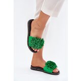 Boto Ladies flip flops decorated with flowers green Cellanen | shoptok.hr