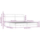 Metalni Kovinski posteljni okvir brez vzmetnice sonoma hrast 183x213 cm, (21610889) | Shoptok.si