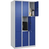 C+P Omara s predelki z zaklepanjem Classic PLUS, 3 deli, svetlo sive / encijan modre barve, Š 900 mm, 9 predelkov, s talnimi drsniki | Shoptok.si