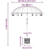 vidaXL balineški parasol ružičasta 180-190 cm pamuk, solidno drvo | shoptok.hr