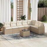 Maison Chic Seti vrtnega pohištva - Vrtna garnitura - Vrtni pohištvo set 8-delna z blazinami bež poli ratan, (21800156) | Shoptok.si