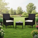 Multi Garden vrtni set namještaja – 2 fotelje i stol s kaljenim staklom, crni | shoptok.hr