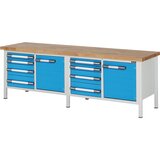 eurokraft pro delovna miza z ogrodjem serije 8, 8 predalov: 4 x 90, 4 x 180 mm, 2 vrat 540 mm, šxg 2500 x 700 mm Cene