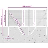 vidaXL zavarena žičana ograda s 13 stubova Siva 0.4x25 m Čelik | shoptok.hr