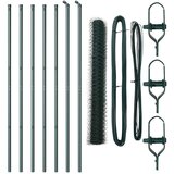 vidaXL Šestkotna ograja zelena 1.4x10 m iz jekla, Ograjevi stebri 7 kos zelene Ø32 mm 190 cm pocinkano jeklo | Shoptok.si