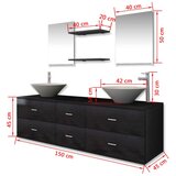 vidaXL 9-dijelni set kupaonskog namještaja, umivaonika i slavine crni | shoptok.hr