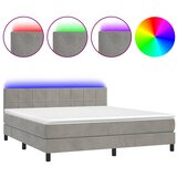  box spring s madracem LED svjetlosivi 160x200 cm baršun | shoptok.hr