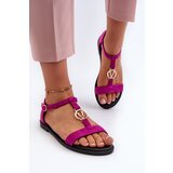 VINCEZA Women's Flat Sandals with Gold Embellishment | Shoptok.si
