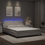  The Living Store Posteljni okvir z LED lučkami bel 160x200 cm umetno usnje - Posteljni Okvir, (21445675) Cene