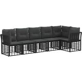  Vrtna sedežna garnitura 6 pcs Črna poli ratan, (5000270147) | Shoptok.si