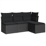  4-dijelni set vrtnih sofa od poliratana s jastucima crni | shoptok.hr