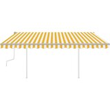 vidaXL Ročno zložljiva tenda z LED lučkami 4,5x3,5 m rumena in bela | Shoptok.si