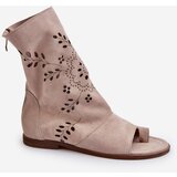 Boto Zazoo 3437 Women's Suede Sandals With Zipper Beige | Eponuda.ba