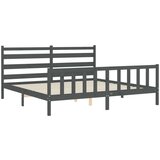 vidaXL Okvir za krevet s uzglavljem sivi 200 x 200 cm od masivnog drva | shoptok.hr