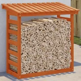 vidaXL Stojalo za drva voščeno rjavo 108x64,5x110 cm trdna borovina