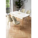 Hanah home Rasklopivi trpezarijski sto i stolice (5 delova) Nira White Gold Cream | Eponuda.com