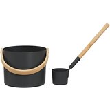 Set pribora za saunu 2 pcs Crna Aluminij i čvrsto drvo bora | shoptok.hr