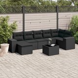 Maison Chic Seti vrtnega pohištva - Vrtna garnitura - Vrtni pohištvo set 8-delna z blazinami črn poli ratan, (21799407) | Shoptok.si