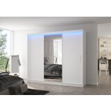 ADRK Spalna omara DENIS 250 z ogledalom in LED osvetlitvijo - BELA | Shoptok.si
