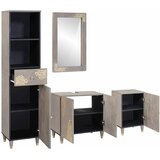  Set ormarića za kupaonicu Zidne 4 pcs Siva Čvrsto drvo manga | Eponuda.ba