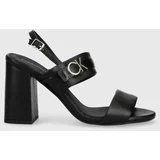 Calvin Klein Usnjeni sandali BLOCK HL SANDAL 85HH W/HW črna barva, HW0HW01486