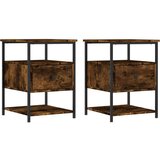 vidaXL Nočna omarica 2 kosa dimljeni hrast 40x42x56 cm inženirski les | Shoptok.si