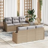 vidaXL 7-delni set vrtnih sof z blazinami, bež poli ratan | Shoptok.si