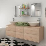 Furnova 9 Delni Komplet Kopalniškega Pohištva z Umivalnikom Pipo Bež, (21946029) | Shoptok.si