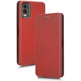 INORCO Za Nokia C32 PU usnjena torbica s teksturo iz ogljikovih vlaken, stojalo za telefon, (22034525) Cene