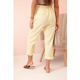 Kesi Włoski Women's linen cotton pants with a belt - yellow | Shoptok.si
