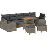  Vrtna garnitura - 10-dijelni set vrtnih sofa s jastučićima sivi poli ratan akacija 2-sjedna vrtna sofa s pohranom i jastučićima | shoptok.hr
