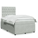 vidaXL Box spring postelja z vzmetnico svetlo siva 120x200 cm žamet | Shoptok.si