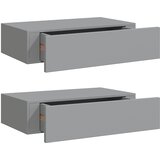  Zidne police s ladicom 2 kom sive 40 x 23,5 x 10 cm MDF | shoptok.hr