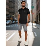 DStreet Koszulka męska polo z naszywką czarna | Shoptok.si